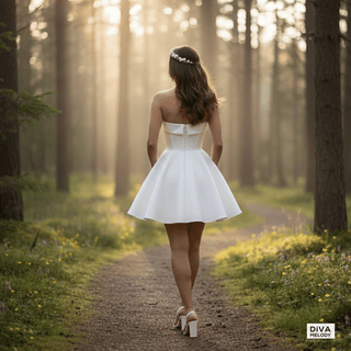 Sweetheart Satin Mini Bridal Dress with Pockets - Diva Melody