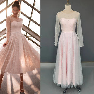 Tea - Length Pink Wedding Gown - Diva Melody