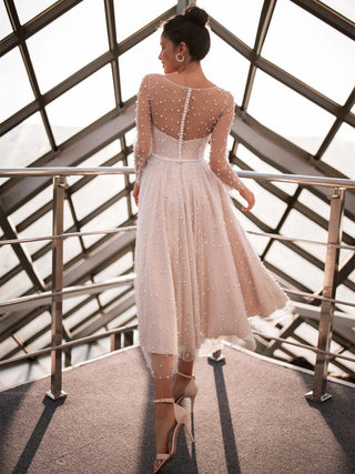 Tea - Length Pink Wedding Gown - Diva Melody