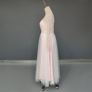 Tea - Length Pink Wedding Gown - Diva Melody