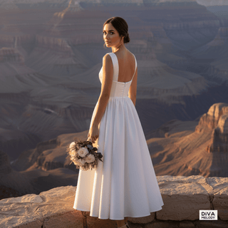 Tea - Length Satin Wedding Dress - Diva Melody