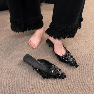 Thin Heel Slippers Mules - Diva Melody