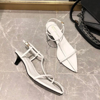 Thin Low Heels Pointed Open Toe Ankle Strap Dress Shoes - Diva Melody