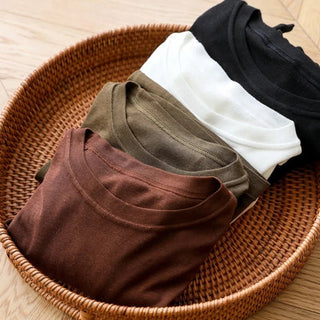 Thin O - Neck Solid Wool Long Sleeve T Shirt - Diva Melody