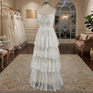 Tiered Boho Lace Wedding Dress - Diva Melody