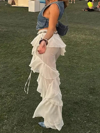 Tiered Flare Patchwork Pants - Diva Melody