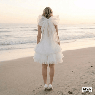 Tiered Organza Mini Wedding Dress - Diva Melody