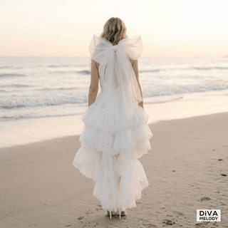 Tiered Organza Mini Wedding Dress - Diva Melody