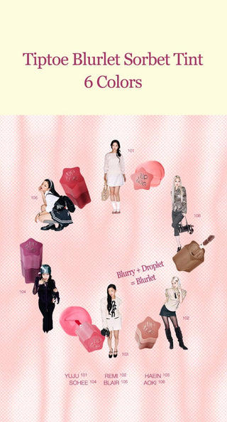 [Tiptoe] Blurlet Sorbet Tint 4ml - 6 Colors - Diva Melody