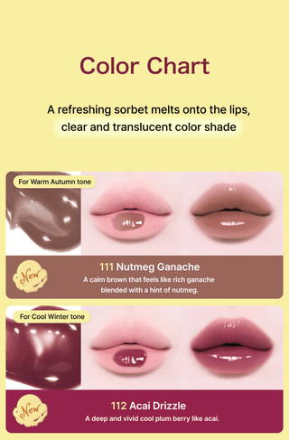 [Tiptoe] Glowit Sorbet Tint 4.5ml - 12 Colors - Diva Melody