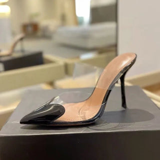 Transparent Heart PVC Pointed Toe Heels - Diva Melody