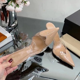 Transparent Heart PVC Pointed Toe Heels - Diva Melody