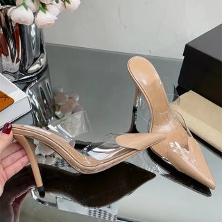 Transparent Heart PVC Pointed Toe Heels - Diva Melody