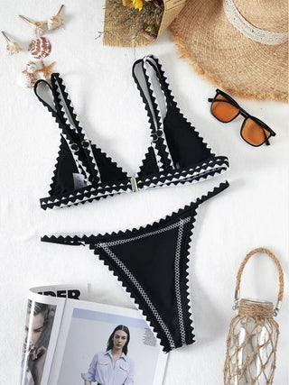 Triangle Bikinis Set Low Waist Black Bikini - Diva Melody