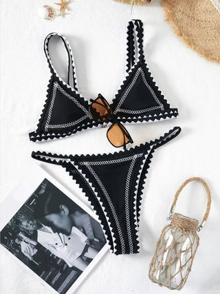 Triangle Bikinis Set Low Waist Black Bikini - Diva Melody