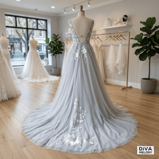 Tulle Flower Beach Bridal Gowns - Diva Melody