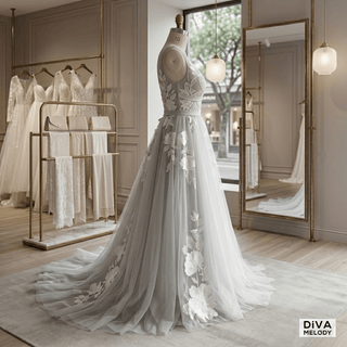 Tulle Flower Beach Bridal Gowns - Diva Melody