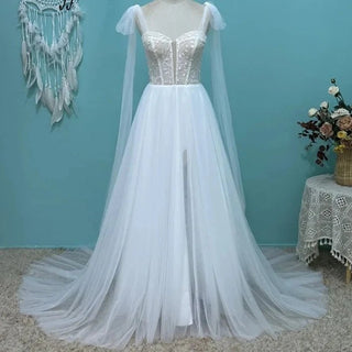 Tulle Lace Beach Wedding Dress - Diva Melody