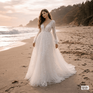 Tulle Romantic Backless Wedding Dress - Diva Melody