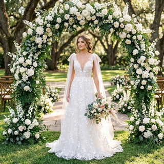 Tulle V-neck Backless A-Line Bridal Dress - Diva Melody