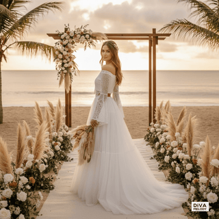 Two - Piece Boho Lace Bridal Gown - Diva Melody