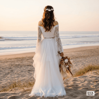 Two - Piece Boho Lace Bridal Gown - Diva Melody