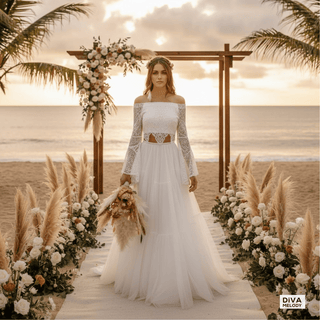 Two - Piece Boho Lace Bridal Gown - Diva Melody