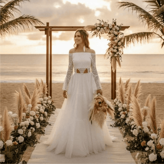 Two-Piece Boho Lace Bridal Gown - Diva Melody