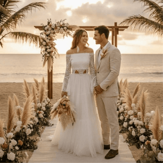 Two-Piece Boho Lace Bridal Gown - Diva Melody