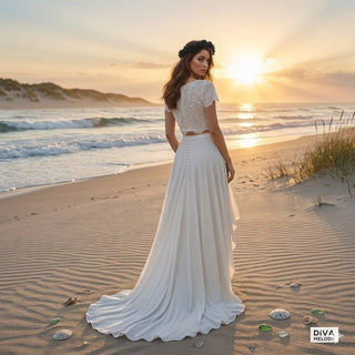 Two - Piece Boho Lace Wedding Dress - Diva Melody