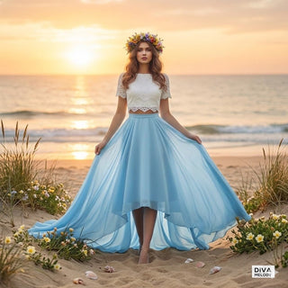 Two - Piece Boho Lace Wedding Dress - Diva Melody