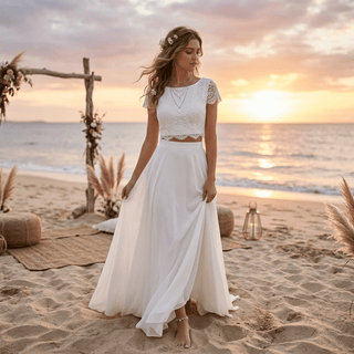 Two-Piece Boho Lace Wedding Dress - Diva Melody