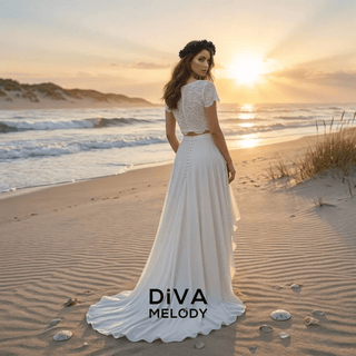 Two-Piece Boho Lace Wedding Dress - Diva Melody