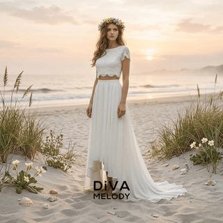 Two-Piece Boho Lace Wedding Dress - Diva Melody