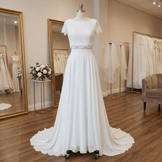 Two-Piece Boho Lace Wedding Dress - Diva Melody
