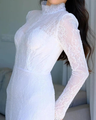 Unique High Neck Mermaid Wedding Dress - Diva Melody