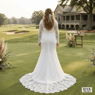 Unique High Neck Mermaid Wedding Dress - Diva Melody