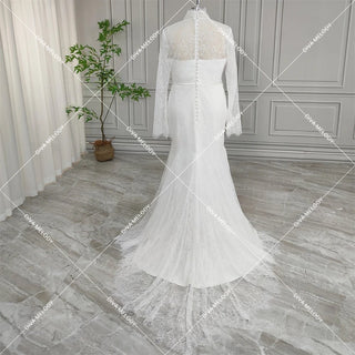 Unique High Neck Mermaid Wedding Dress - Diva Melody