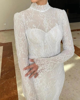 Unique High Neck Mermaid Wedding Dress - Diva Melody