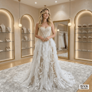 Unique Lace Wedding Dress - Diva Melody