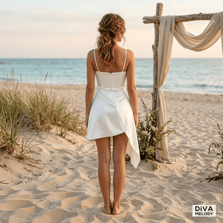 Unique Spaghetti Straps Mini Wedding Dress - Diva Melody