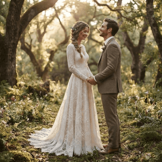 V-Neck Backless Bridal Gown with Ribbon - Diva Melody