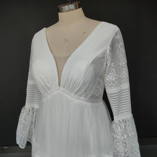 V - Neck Chiffon A - Line Wedding Dress - Diva Melody