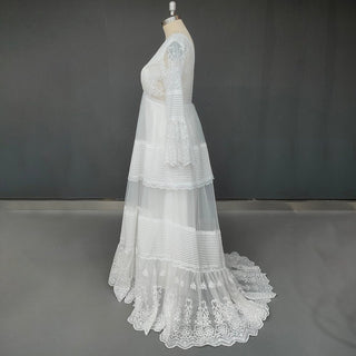 V - Neck Chiffon A - Line Wedding Dress - Diva Melody