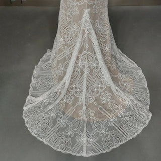 V - Neck Lace Mermaid Wedding Dress - Diva Melody