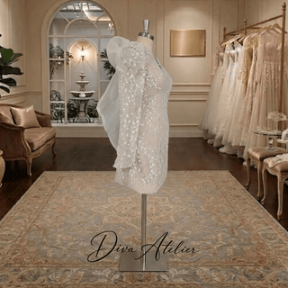 V-Neck Lace Mini Wedding Dress - Diva Melody