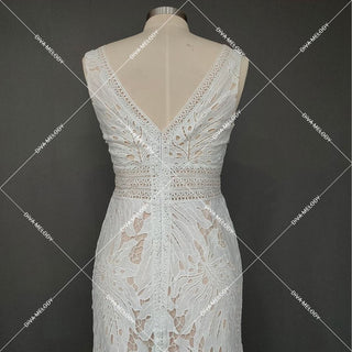 V - Neck Lace Wedding Dress - Diva Melody