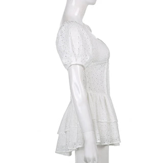 V - Neck Ruffle Pleated Mini Dress - Diva Melody