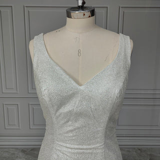 V - Neck Sheath Wedding Dress - Diva Melody