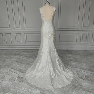 V - Neck Sheath Wedding Dress - Diva Melody